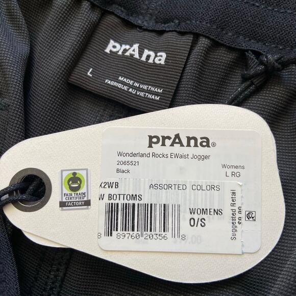 Prana Wonderland Rocks E-Waist Jogger Women's L Reg Black Standard Fit Mid Rise - Picture 7 of 13